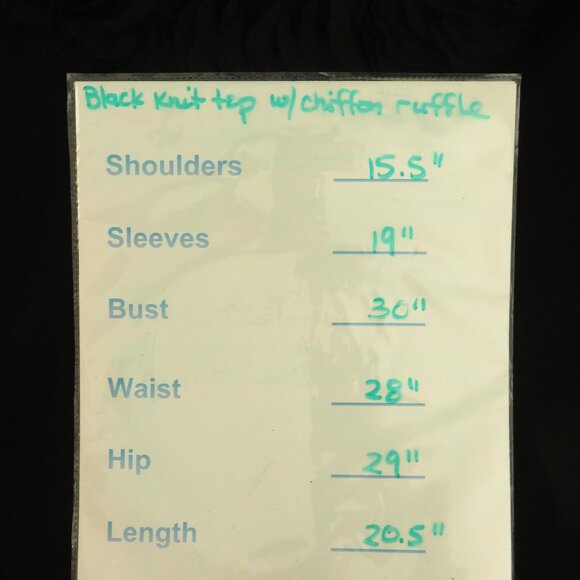 Black Knit Top with Chiffon Ruffle Neckline..........325 - Picture 4 of 4